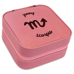 Zodiac Constellations Travel Jewelry Boxes - Pink Leather (Personalized)