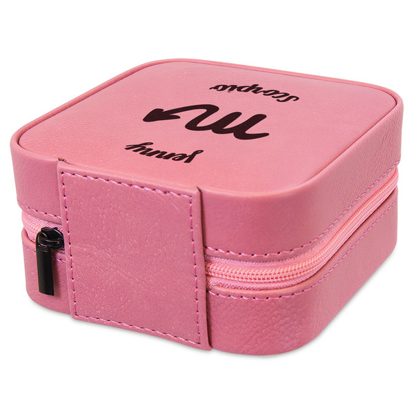 Zodiac Constellations Travel Jewelry Boxes - Leather - Pink - View from Rear