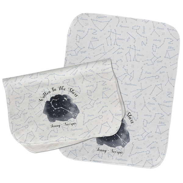 Custom Zodiac Constellations Burp Cloths - Fleece - Set of 2 w/ Name or Text
