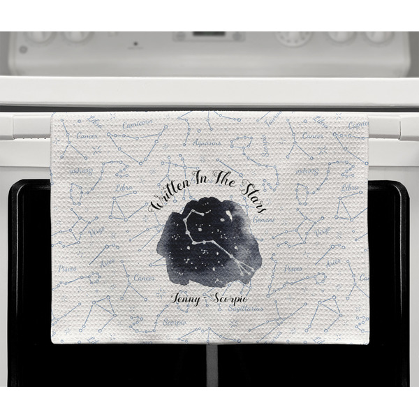 Zodiac Constellations Waffle Weave Towel - Full Color Print - Lifestyle2 Image