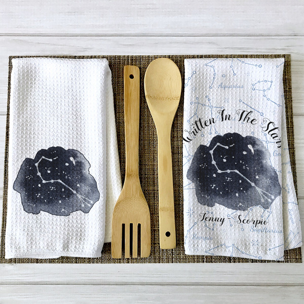 Zodiac Constellations Waffle Weave Towels - 2 Print Styles
