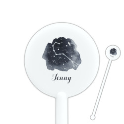 Zodiac Constellations 5.5" Round Plastic Stir Sticks - White - Single Sided (Personalized)