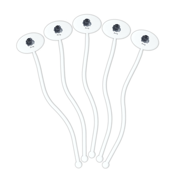 Zodiac Constellations White Plastic 7" Stir Stick - Oval - Fan