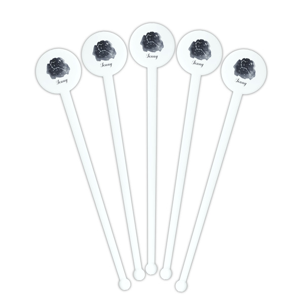 Zodiac Constellations White Plastic 7" Stir Stick - Round - Fan View