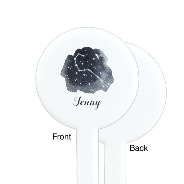 Zodiac Constellations White Plastic 7" Stir Stick - Single Sided - Round - Front & Back