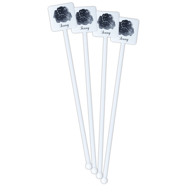 Zodiac Constellations White Plastic Stir Stick - Double Sided - Square - Front
