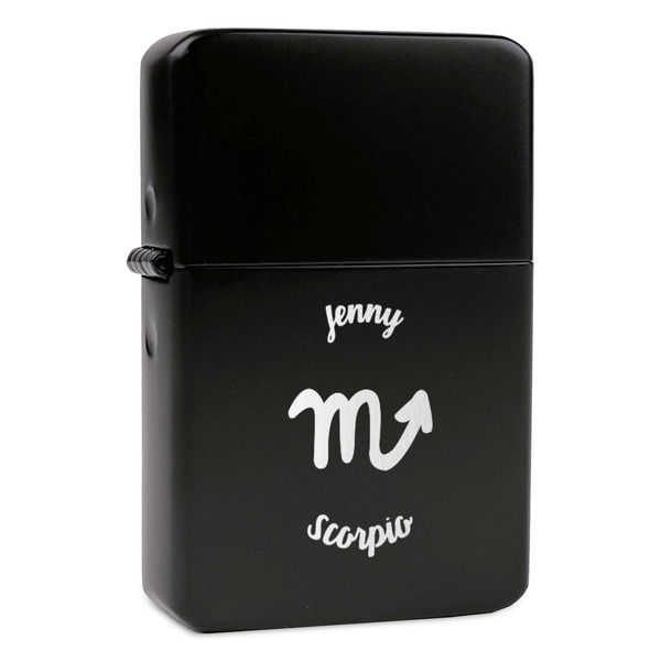 Custom Zodiac Constellations Windproof Lighter - Black - Double Sided & Lid Engraved (Personalized)