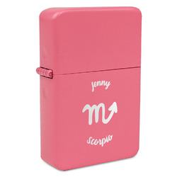 Zodiac Constellations Windproof Lighter - Pink - Double Sided & Lid Engraved (Personalized)