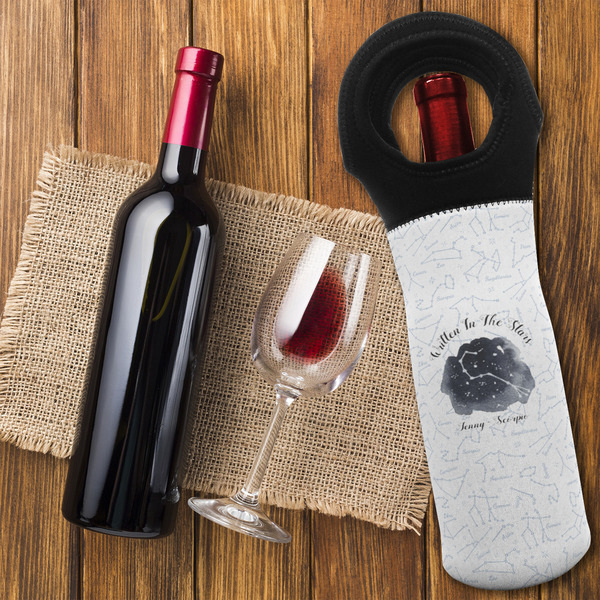 Zodiac Constellations Wine Tote Bag - FLATLAY