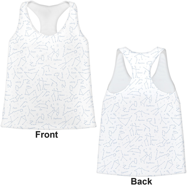 Zodiac Constellations Womens Racerback Tank Tops - Medium - Front and Back