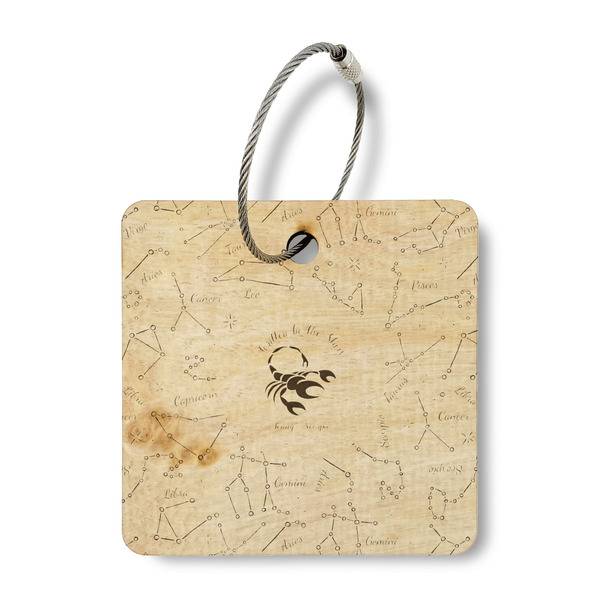 Custom Zodiac Constellations Wood Luggage Tag - Square (Personalized)