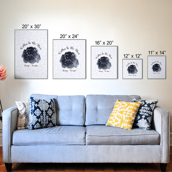 Zodiac Constellations Wood Prints - Size Comparison