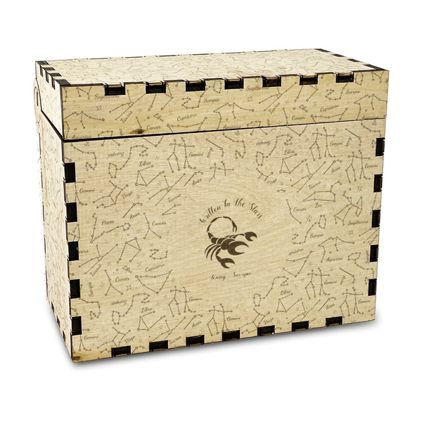 Custom Zodiac Constellations Wood Recipe Box - Laser Engraved (Personalized)