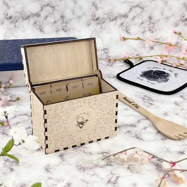 Zodiac Constellations Wood Recipe Boxes - Lifestyle