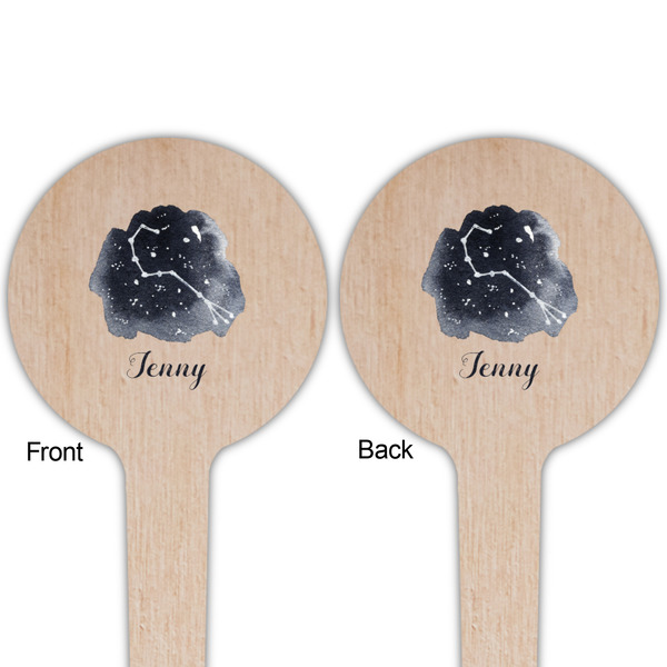 Zodiac Constellations Wooden 4" Food Pick - Round - Double Sided - Front & Back