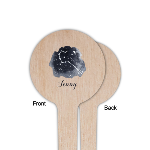 Zodiac Constellations Wooden 4" Food Pick - Round - Single Sided - Front & Back