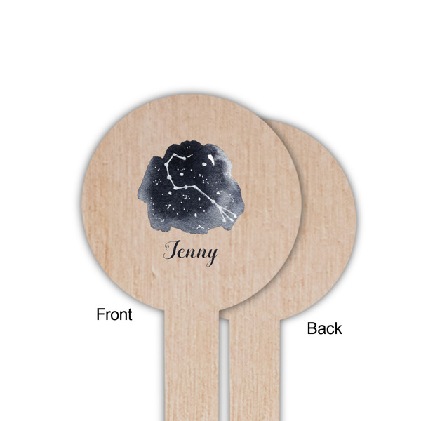 Zodiac Constellations Wooden 6" Food Pick - Round - Single Sided - Front & Back