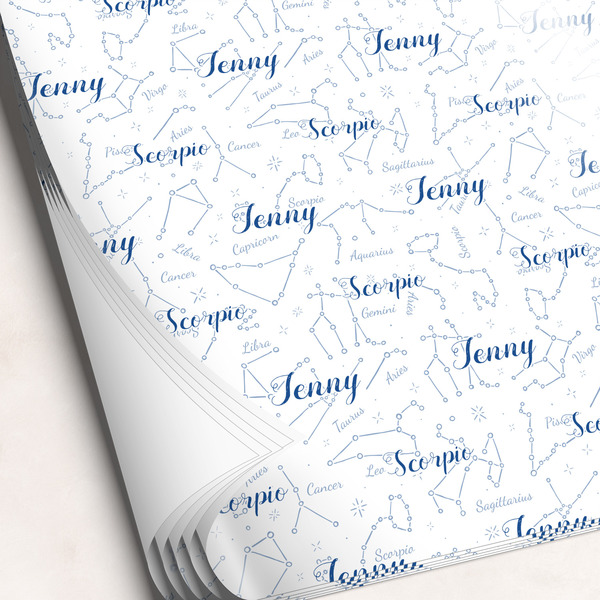 Custom Zodiac Constellations Wrapping Paper Sheets - Single-Sided - 20" x 28" (Personalized)
