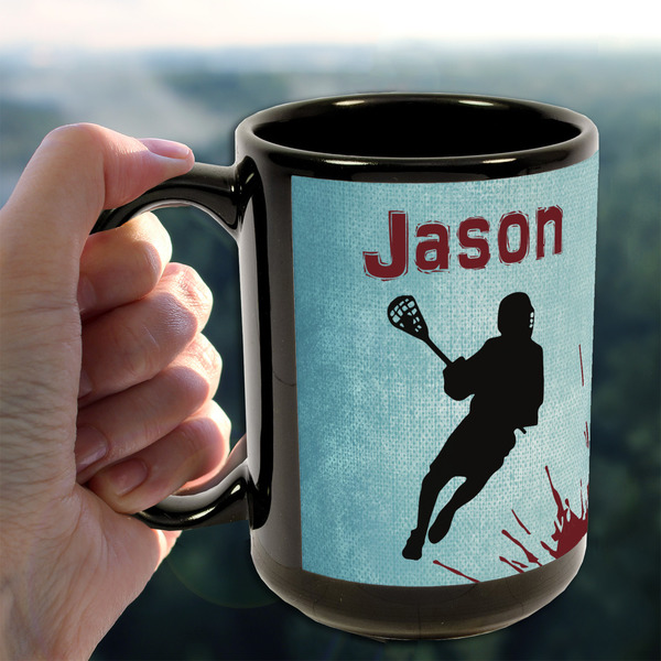 Lacrosse 15oz. Black Mug - LIFESTYLE