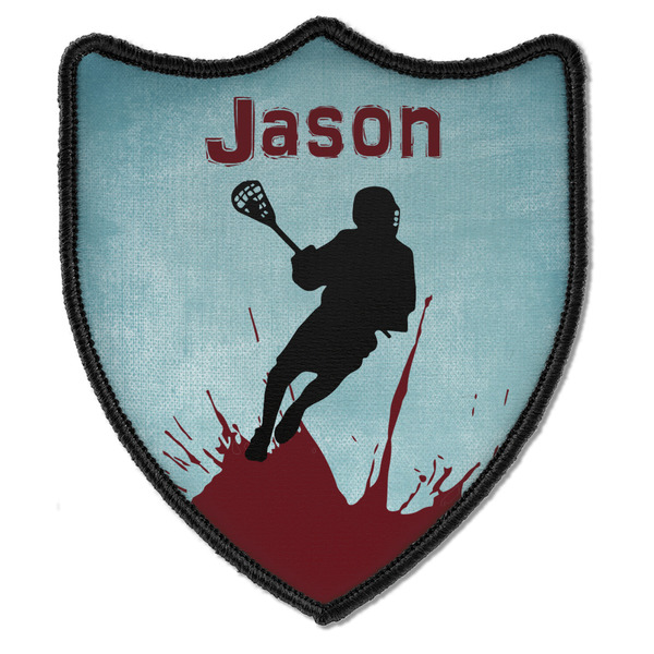 Custom Lacrosse Iron On Shield Patch B w/ Name or Text