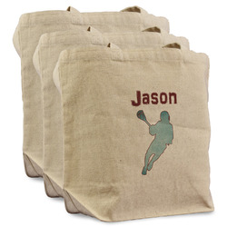Lacrosse Reusable Cotton Grocery Bags - Set of 3 (Personalized)