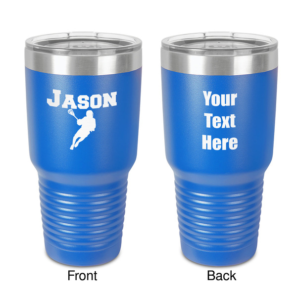 Custom Lacrosse 30 oz Stainless Steel Tumbler - Royal Blue - Double-Sided (Personalized)
