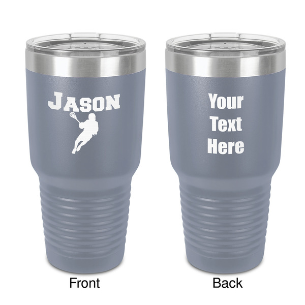 Custom Lacrosse 30 oz Stainless Steel Tumbler - Grey - Double-Sided (Personalized)