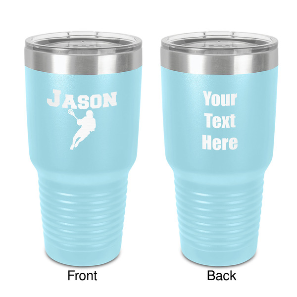 Custom Lacrosse 30 oz Stainless Steel Tumbler - Teal - Double-Sided (Personalized)