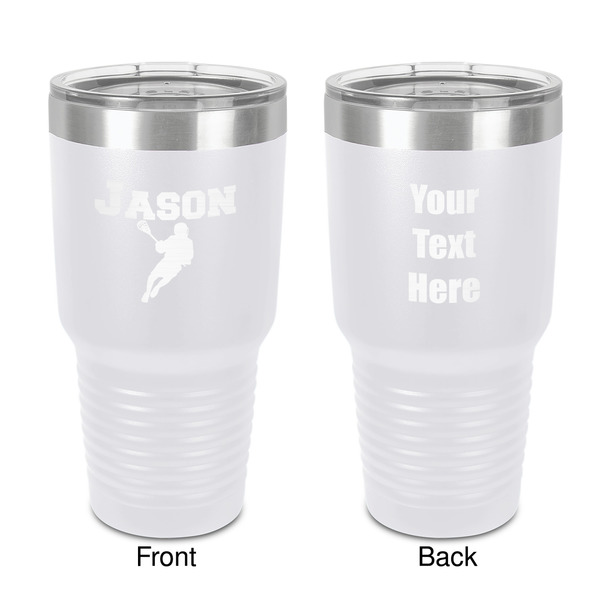 Custom Lacrosse 30 oz Stainless Steel Tumbler - White - Double-Sided (Personalized)