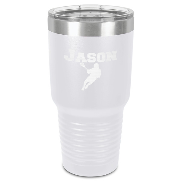 Custom Lacrosse 30 oz Stainless Steel Tumbler - White - Single-Sided (Personalized)