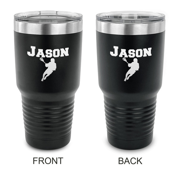 Custom Lacrosse 30 oz Stainless Steel Tumbler - Black - Double Sided (Personalized)