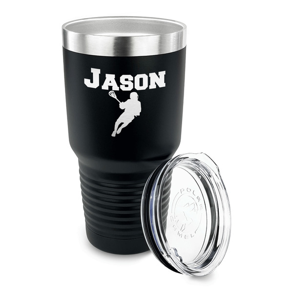 Lacrosse 30 oz Stainless Steel Ringneck Tumblers - Black - LID OFF