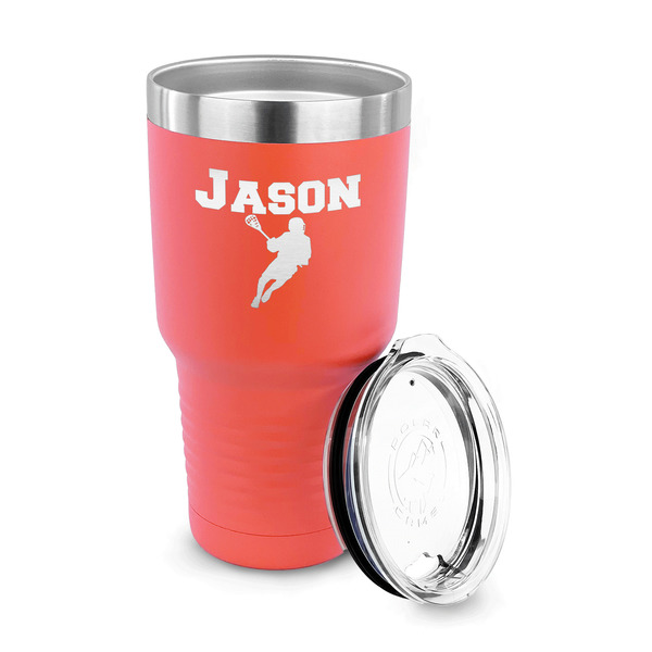 Lacrosse 30 oz Stainless Steel Ringneck Tumblers - Coral - LID OFF