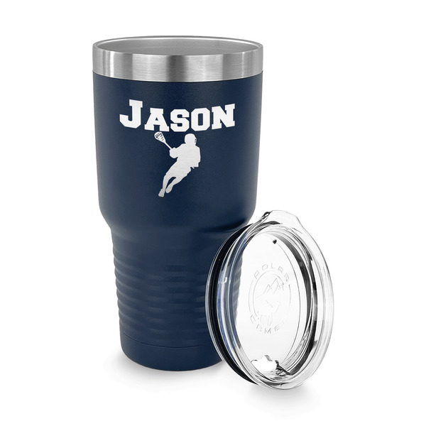 Lacrosse 30 oz Stainless Steel Ringneck Tumblers - Navy - LID OFF