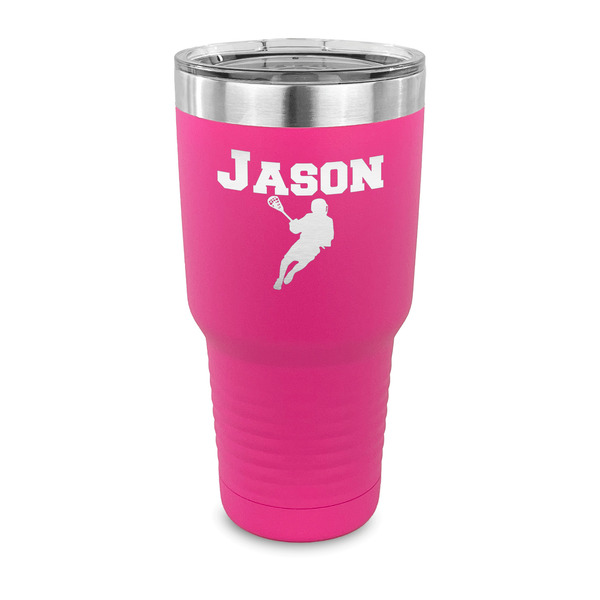 Custom Lacrosse 30 oz Stainless Steel Tumbler - Pink - Single Sided (Personalized)