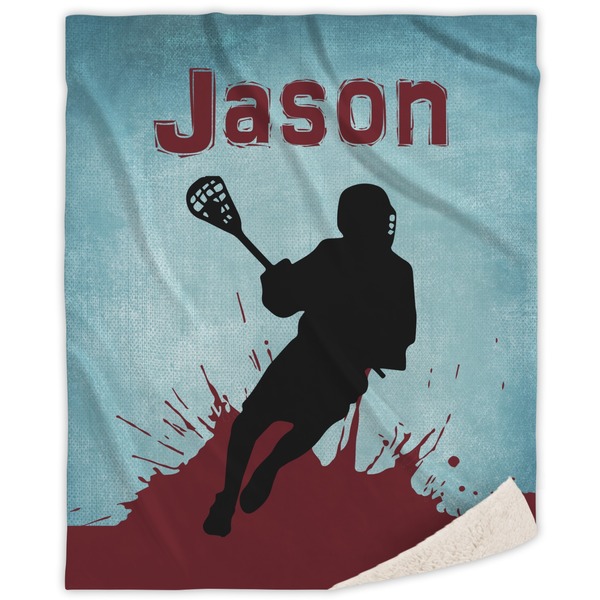Custom Lacrosse Sherpa Throw Blanket (Personalized)