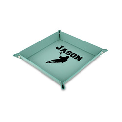Lacrosse 6" x 6" Teal Faux Leather Valet Tray (Personalized)