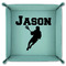 Lacrosse 9" x 9" Teal Leatherette Snap Up Tray - FOLDED