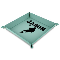 Lacrosse 9" x 9" Teal Faux Leather Valet Tray (Personalized)