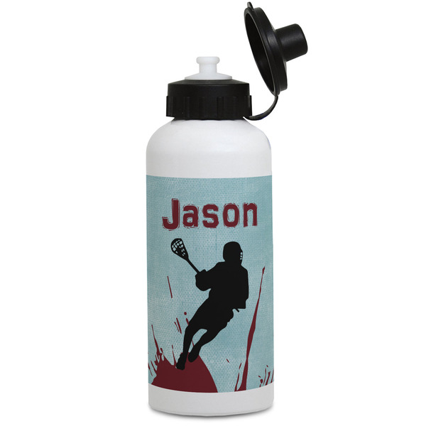 Custom Lacrosse Water Bottles - Aluminum - 20 oz - White (Personalized)