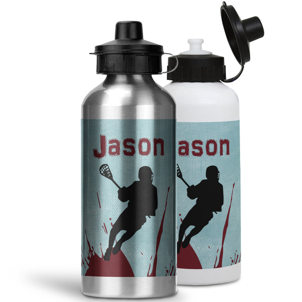 Lacrosse Aluminum Water Bottles - MAIN (white &silver)