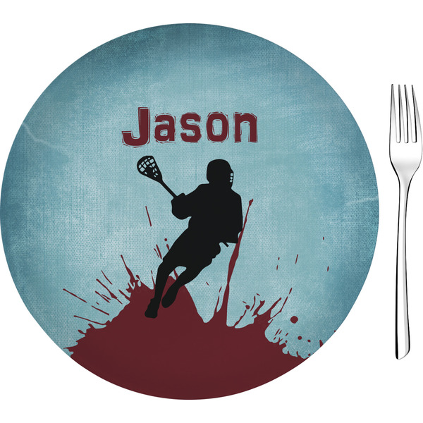 Custom Lacrosse 8" Glass Appetizer / Dessert Plates - Single or Set (Personalized)
