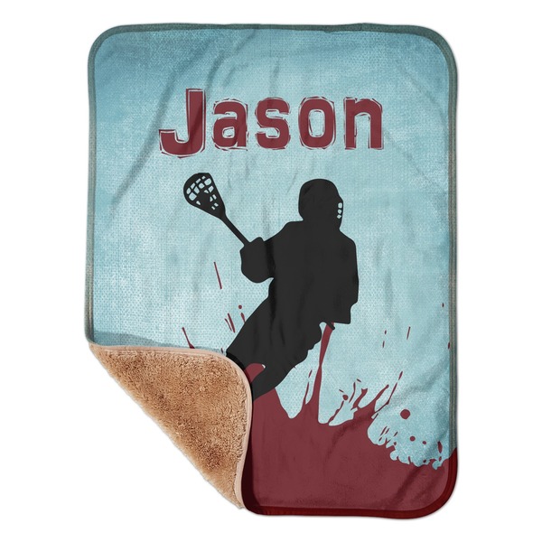 Custom Lacrosse Sherpa Baby Blanket - 30" x 40" w/ Name or Text