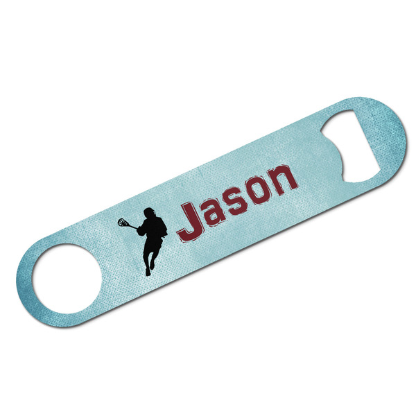 Custom Lacrosse Bar Bottle Opener - White w/ Name or Text