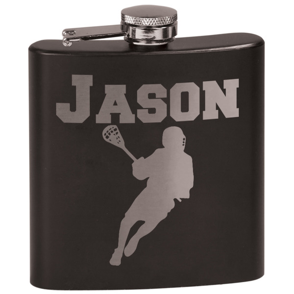 Custom Lacrosse Black Flask Set (Personalized)