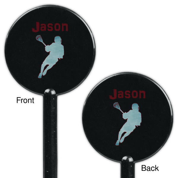Lacrosse Black Plastic 5.5" Stir Stick - Double Sided - Round - Front & Back