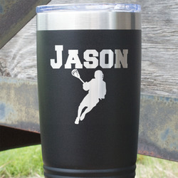 Lacrosse 20 oz Stainless Steel Tumbler - Black - Single Sided (Personalized)