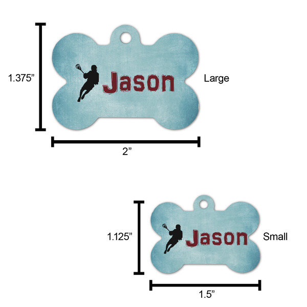 Lacrosse Bone Shaped Dog ID Tag - Large - Scale