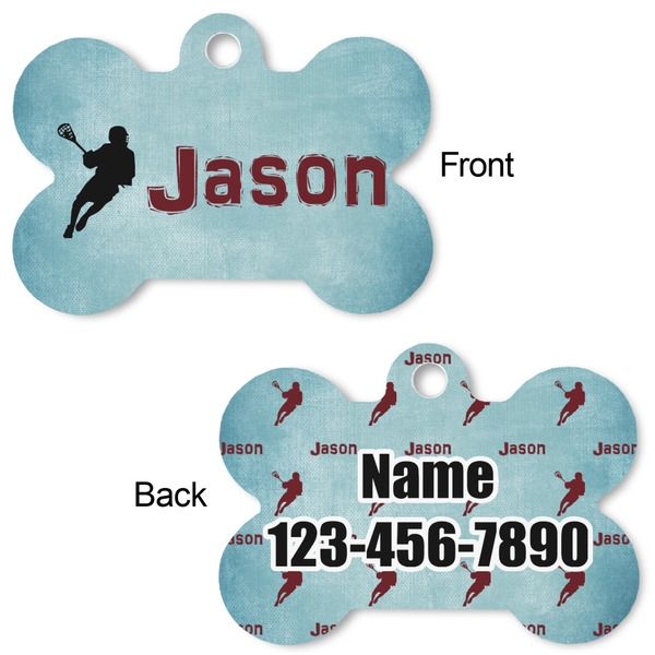 Lacrosse Bone Shaped Dog Tag - Front & Back