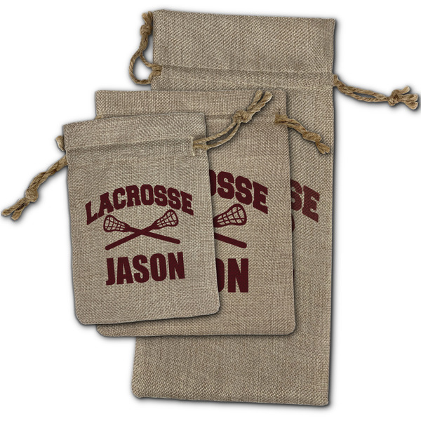 Lacrosse Burlap Gift Bags - (PARENT MAIN) All Three